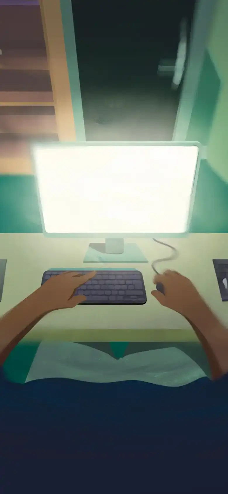 Bright computer screen causing headache